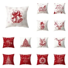 Housse de coussin Noël symboles des fêtes rouges et blancs variés Housse de coussin Noël symboles des fêtes rouges et blancs variés 1