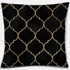 Housse de coussin géométrique feuille de palmier noir et or 20