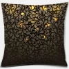 Housse de coussin géométrique feuille de palmier noir et or 17
