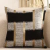 Housse de coussin scandinave géométrique rayure doré gris beige et noir 8