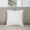 Housses de coussin velours à pompons doux et côtelés 5