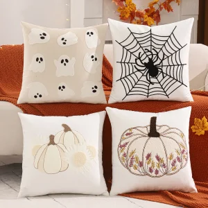 Housse de coussin Halloween velours brodé 1