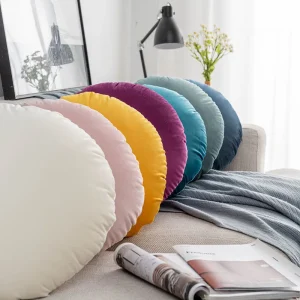Housse de coussin ronde en velours 2