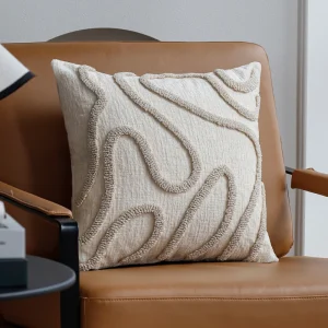 Housse de coussin boho broderie ligne design 1