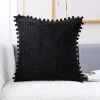 Housses de coussin velours à pompons doux et côtelés 8