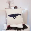 Housse de coussin décorative avec un cerf et un oiseau amusant 23