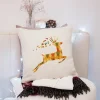 Housse de coussin décorative avec un cerf et un oiseau amusant 25