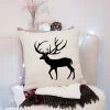 Housse de coussin décorative avec un cerf et un oiseau amusant 7