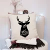 Housse de coussin décorative avec un cerf et un oiseau amusant 19