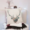 Housse de coussin décorative avec un cerf et un oiseau amusant 15