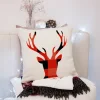 Housse de coussin décorative avec un cerf et un oiseau amusant 9