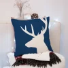Housse de coussin décorative avec un cerf et un oiseau amusant 10