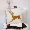 Housse de coussin décorative avec un cerf et un oiseau amusant 17