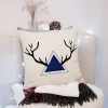 Housse de coussin décorative avec un cerf et un oiseau amusant 21
