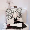 Housse de coussin décorative avec un cerf et un oiseau amusant 3