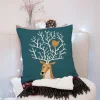 Housse de coussin décorative avec un cerf et un oiseau amusant 13