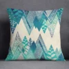 Housse de coussin nature tropical et géometrie bleu vert 19