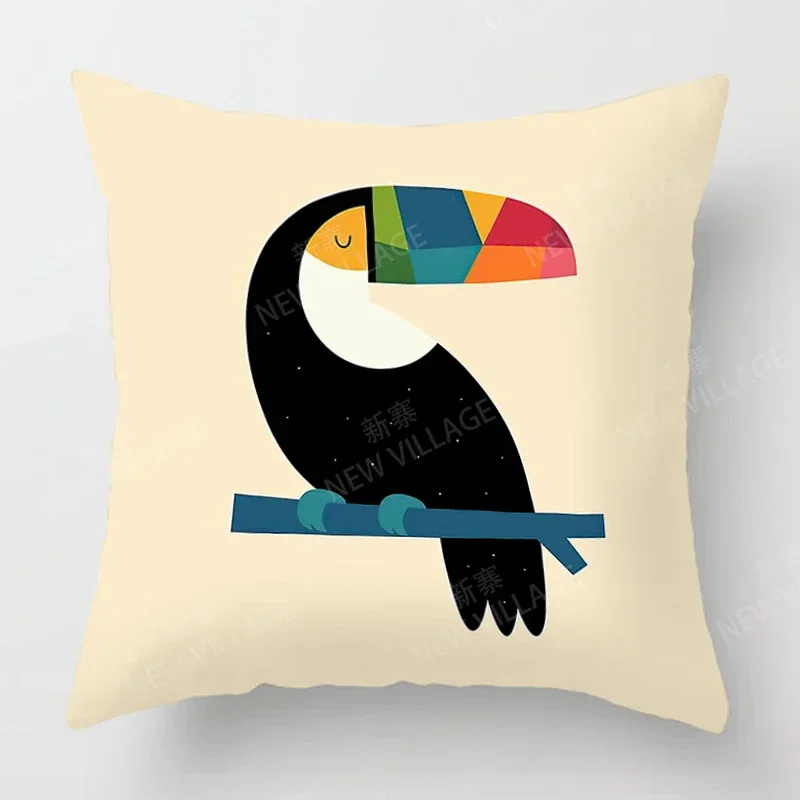 Housse de coussin toucan et dessin d’animaux Housse de coussin toucan et dessin d'animaux 6