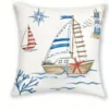 Housse de coussin marin bord de mer bateau ancre et poisson 9