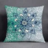 Housse de coussin nature tropical et géometrie bleu vert 11
