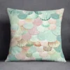 Housse de coussin nature tropical et géometrie bleu vert 24