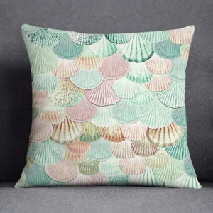 Housse de coussin nature tropical et géometrie bleu vert 24