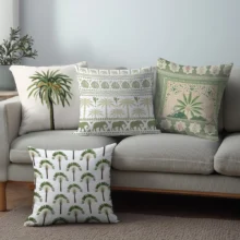 Housse de coussin nature palmier et mosaïque tropicale 3
