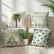 Housse de coussin nature palmier et mosaïque tropicale 4