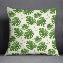 Housse de coussin nature vert fraicheur feuillage sur fond de couleur Housse de coussin nature vert fraicheur feuillage sur fond de couleur 4