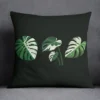 Housse de coussin nature vert fraicheur feuillage sur fond de couleur 11