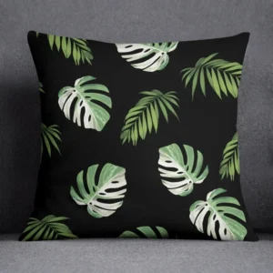 Housse de coussin nature vert fraicheur feuillage sur fond de couleur 13