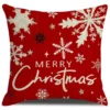 Housse de coussin Noël rouge et noir avec sapins flocons et camion vintage 6