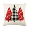 Housse de coussin Noël rouge et blanc sapins cerf flocons et textes festifs d’hiver 23