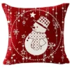 Housse de coussin Noël rouge motif château étoiles flocons 8