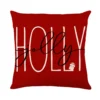 Housse de coussin Noël rouge et blanc sapins cerf flocons et textes festifs d’hiver 12