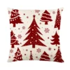 Housse de coussin Noël rouge et blanc sapins cerf flocons et textes festifs d’hiver 15