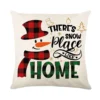 Housse de coussin Noël rouge et blanc sapins cerf flocons et textes festifs d’hiver 6