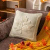 Housse de coussin Halloween motif citrouille en peluche orange double face 9