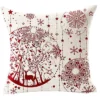 Housse de coussin Noël rouge motif château étoiles flocons 9