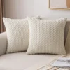 Housse de coussin Velours côtelé rayé vert décoration Boho 7