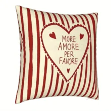 Housse de coussin Love à rayures rouges cœur romantique et texte vintage Housse de coussin Love à rayures rouges cœur romantique et texte vintage 2