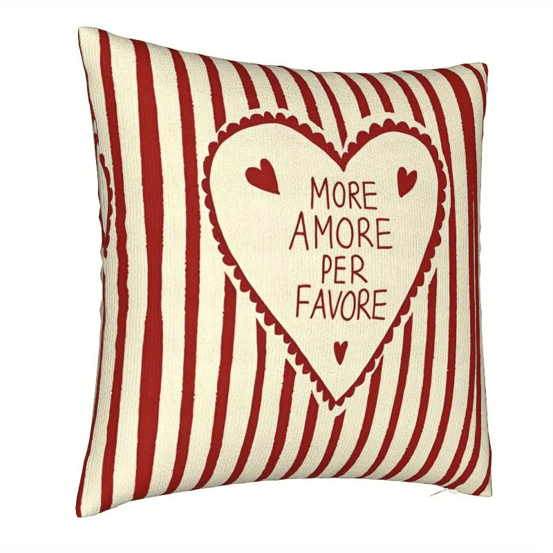 Housse de coussin Love à rayures rouges cœur romantique et texte vintage Housse de coussin Love à rayures rouges cœur romantique et texte vintage 2
