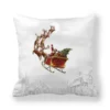 Housse de coussin Noël en tissu doux motifs Père Noël traîneau et bonhommes de neige enneigés 10