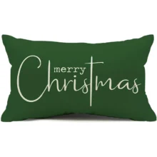 Housse de coussin Noël en lin imprimé double face sapin et texte de Noël 3