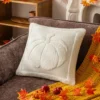 Housse de coussin Halloween motif citrouille en peluche orange double face 10