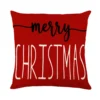 Housse de coussin Noël rouge et blanc sapins cerf flocons et textes festifs d’hiver 14