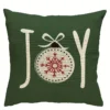 Housse de coussin Noël verte et beige sapins messages et camion vintage 5