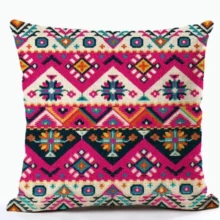Housse de coussin Ethnique motifs géométriques multicolores style bohème tissé Housse de coussin Ethnique motifs géométriques multicolores style bohème tissé