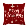 Housse de coussin Noël rouge et blanc sapins cerf flocons et textes festifs d’hiver 18