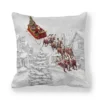 Housse de coussin Noël en tissu doux motifs Père Noël traîneau et bonhommes de neige enneigés 11